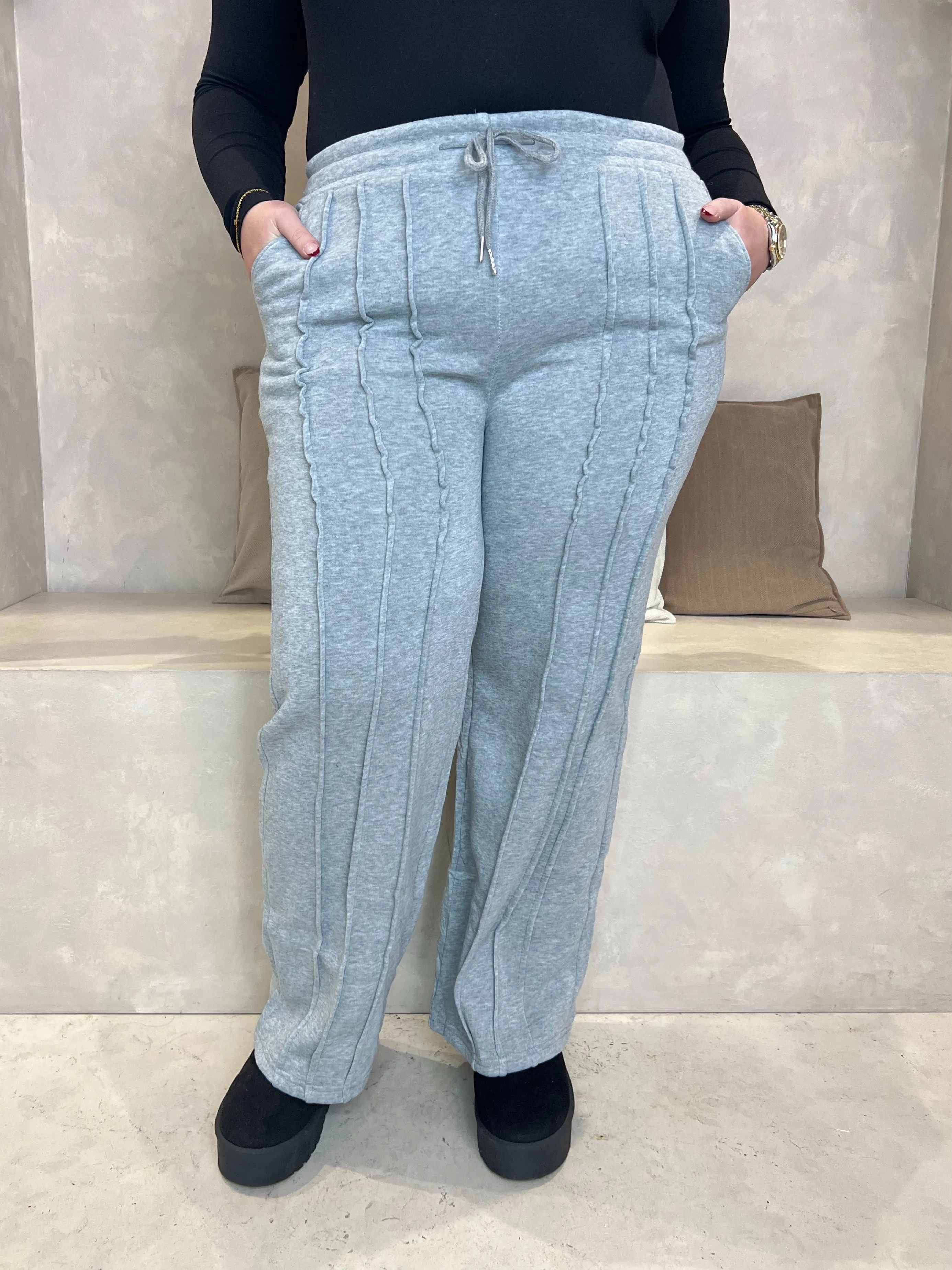 Curve Grey Wide Leg Piped Jogger