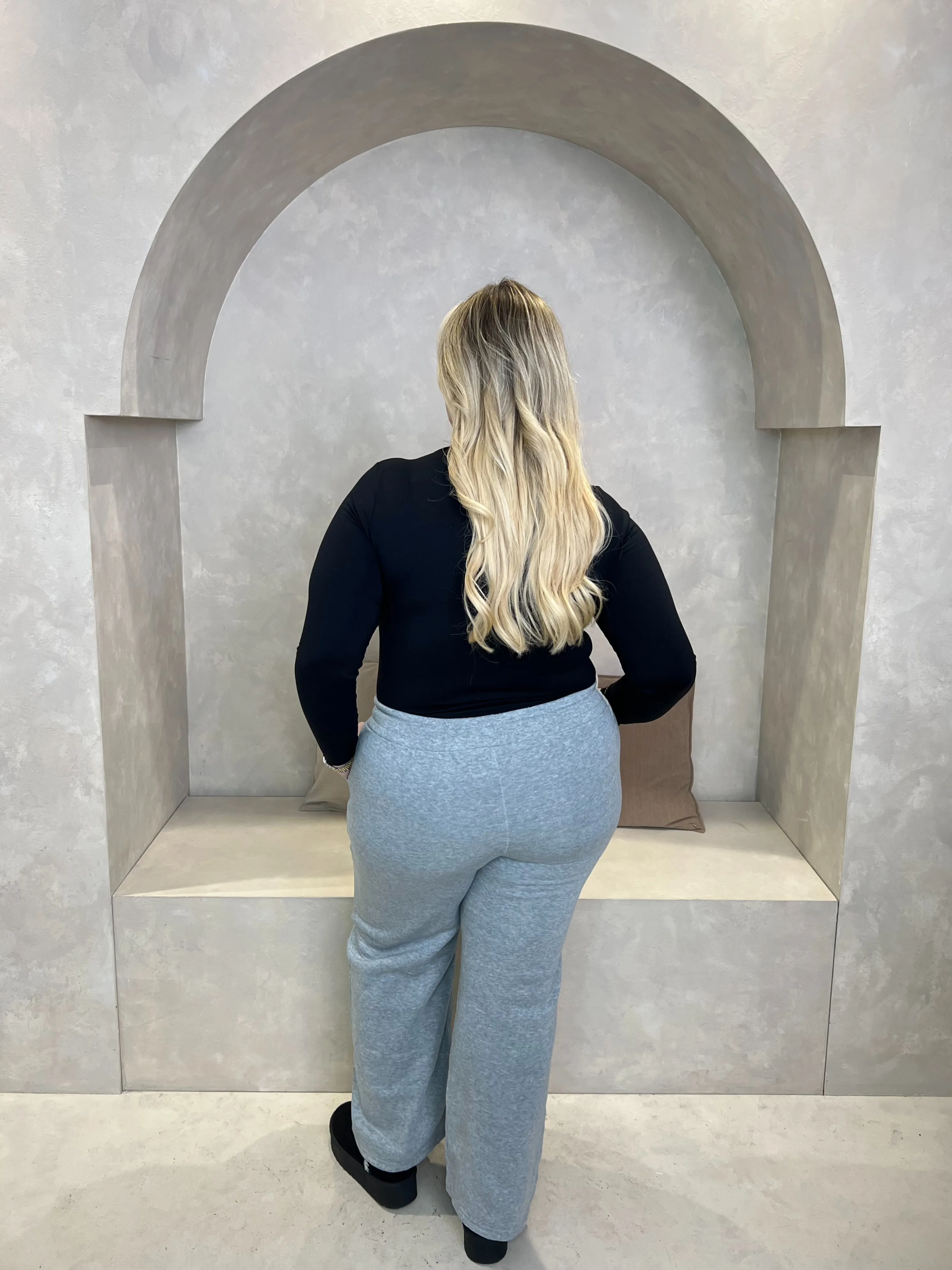 Curve Grey Wide Leg Piped Jogger