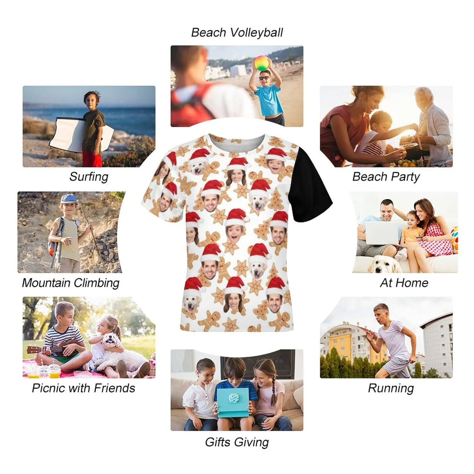 Custom Face Classic T-shirt Family Matching for Men Women and Kids(S-6XL)(10 Styles)