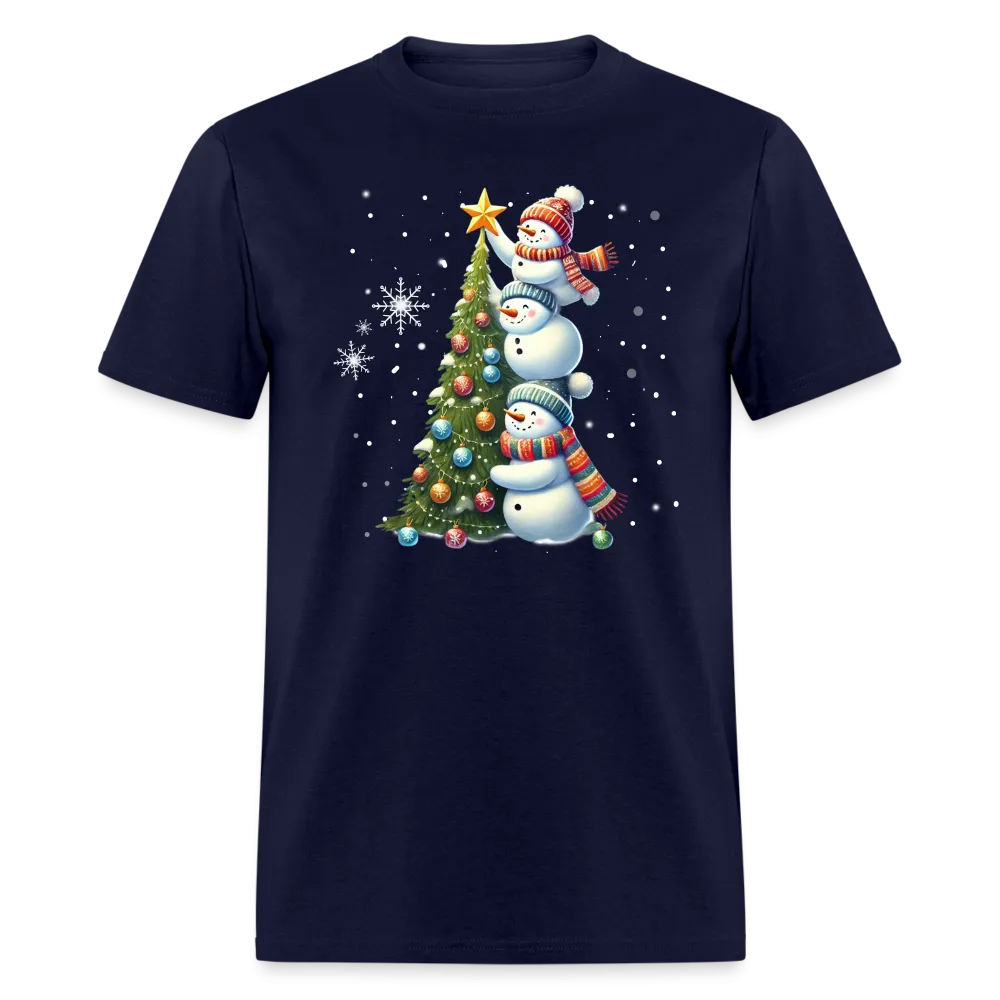 Cute Snowman Decorating Christmas Tree T-Shirt