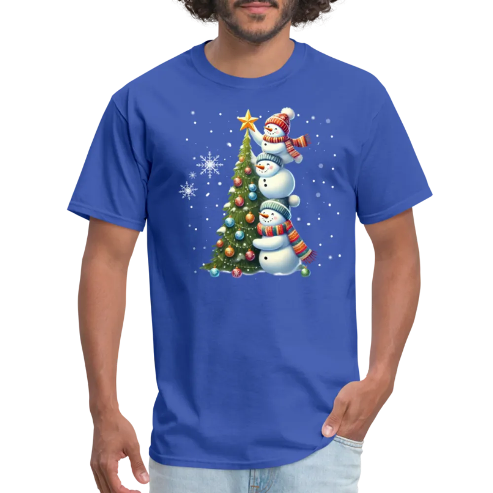 Cute Snowman Decorating Christmas Tree T-Shirt