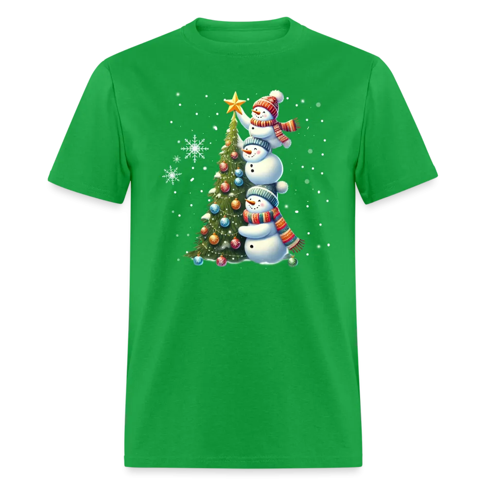 Cute Snowman Decorating Christmas Tree T-Shirt