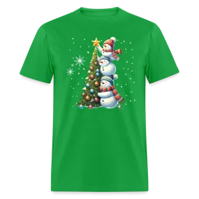 Cute Snowman Decorating Christmas Tree T-Shirt