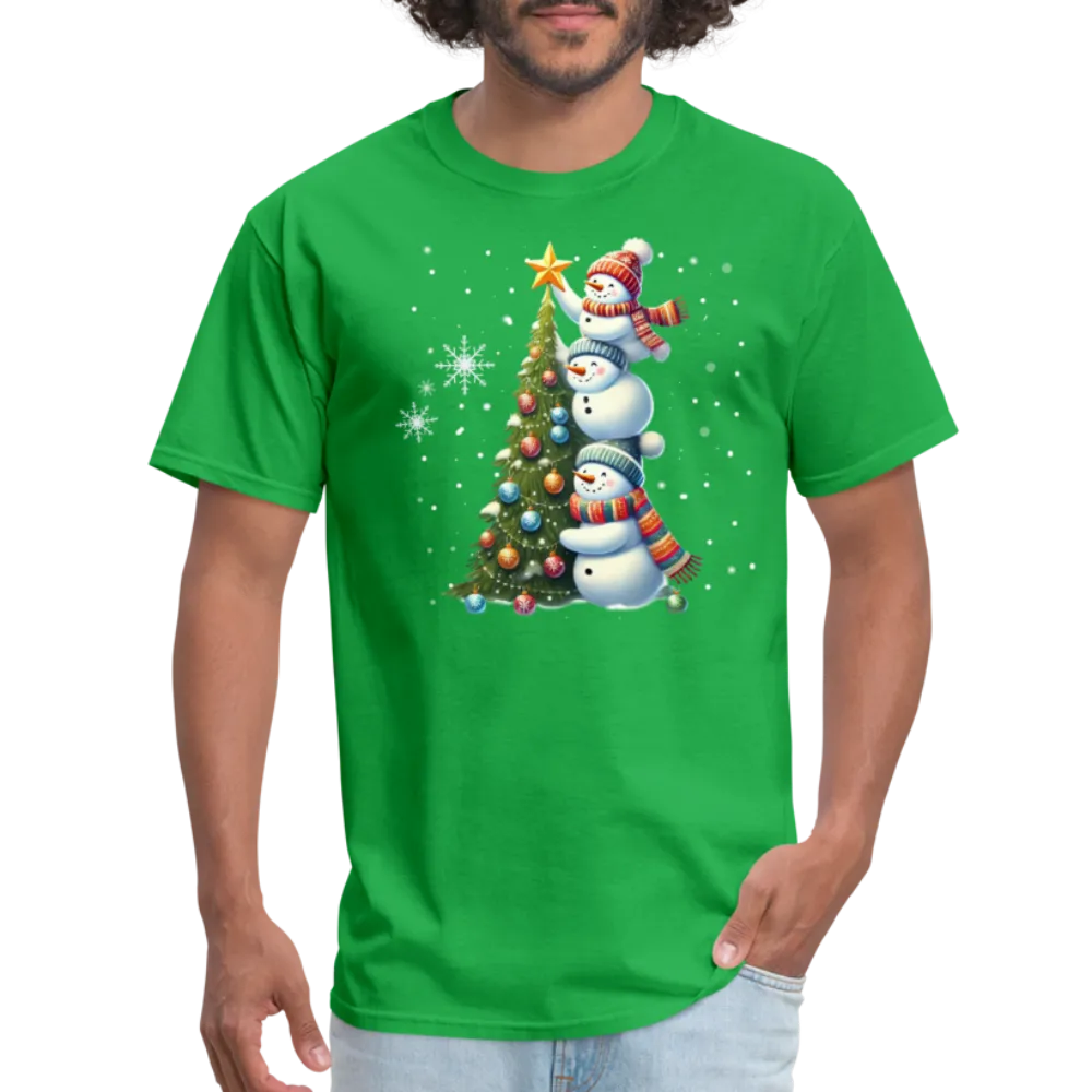 Cute Snowman Decorating Christmas Tree T-Shirt