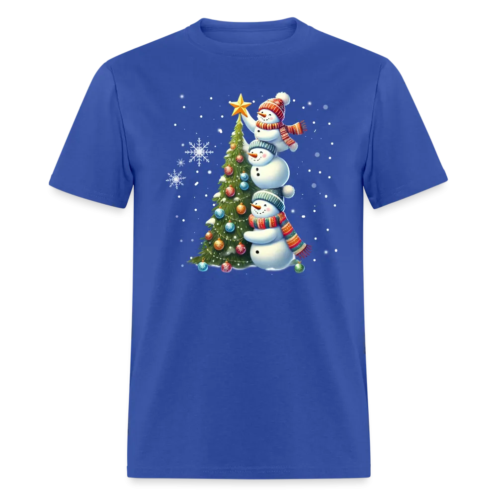 Cute Snowman Decorating Christmas Tree T-Shirt