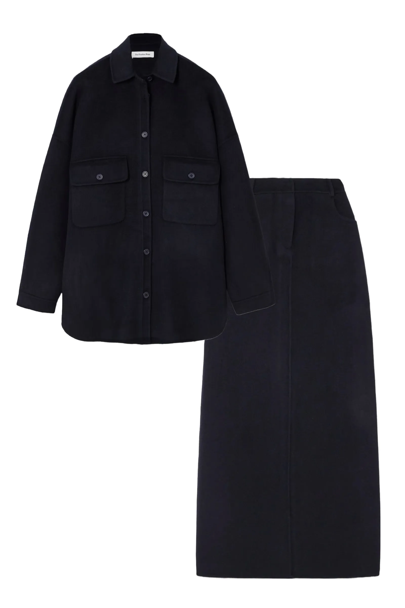 Dallas Wool-Blend Felt Overshirt and Malvo Maxi Skirt