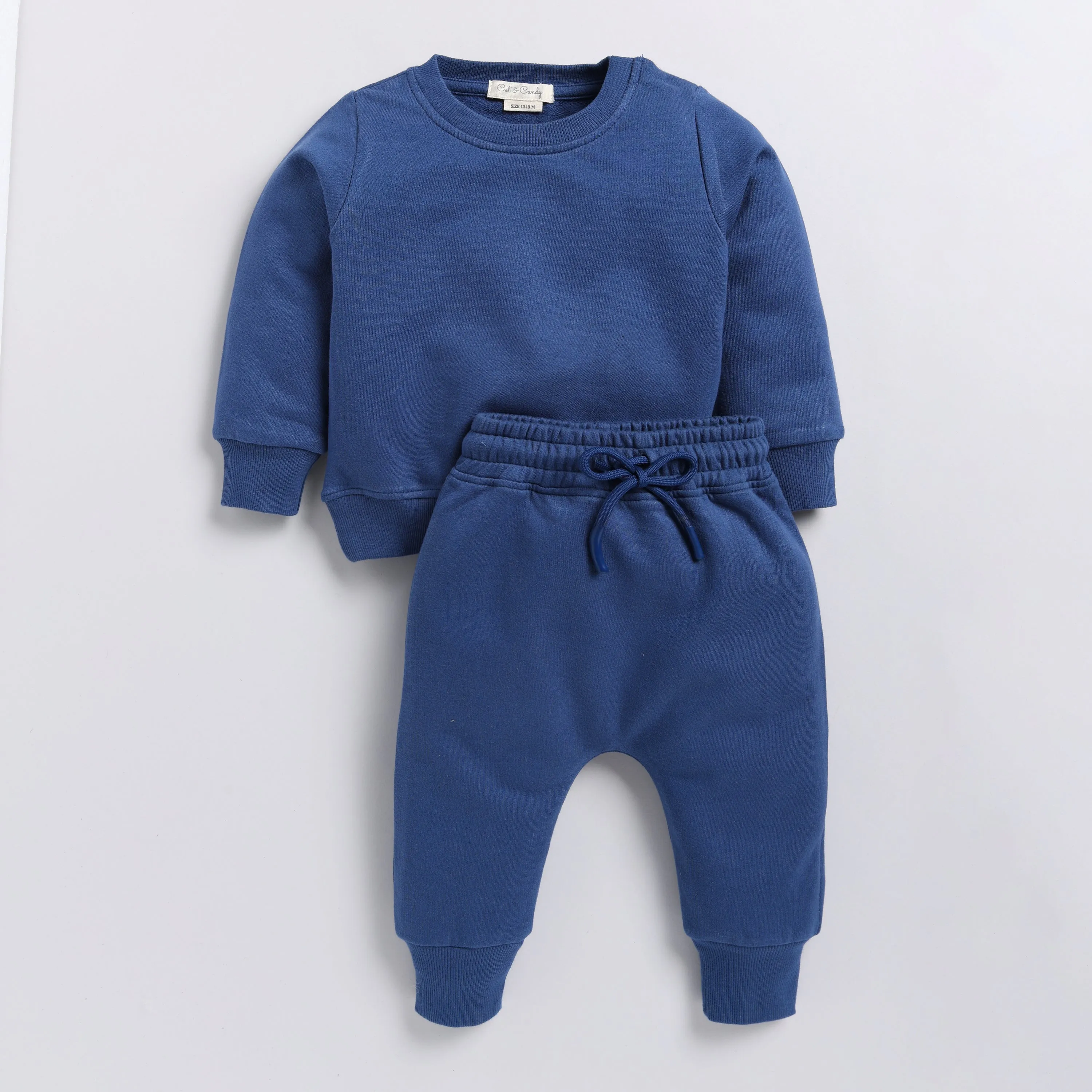 Dark Blue Organic Blue Sweatshirt & Jogger Set