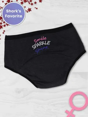 D'chica Smile Sparkle Shine Print Eco-Friendly Anti-Microbial Lining Her Future Period Panties Pad-Free Periods Dark Grey