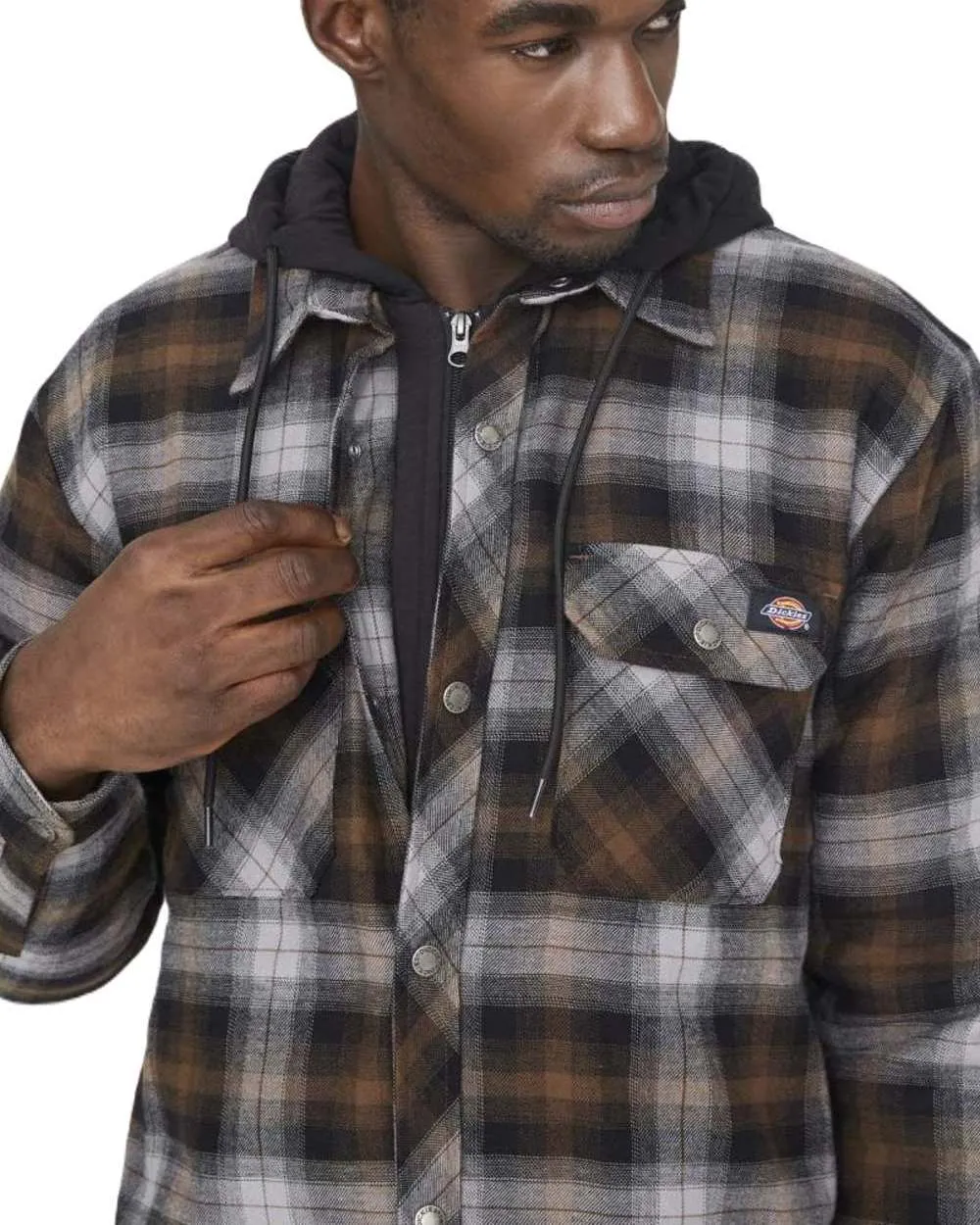 Dickies Fleece Hood Flannel Shirt Jacket