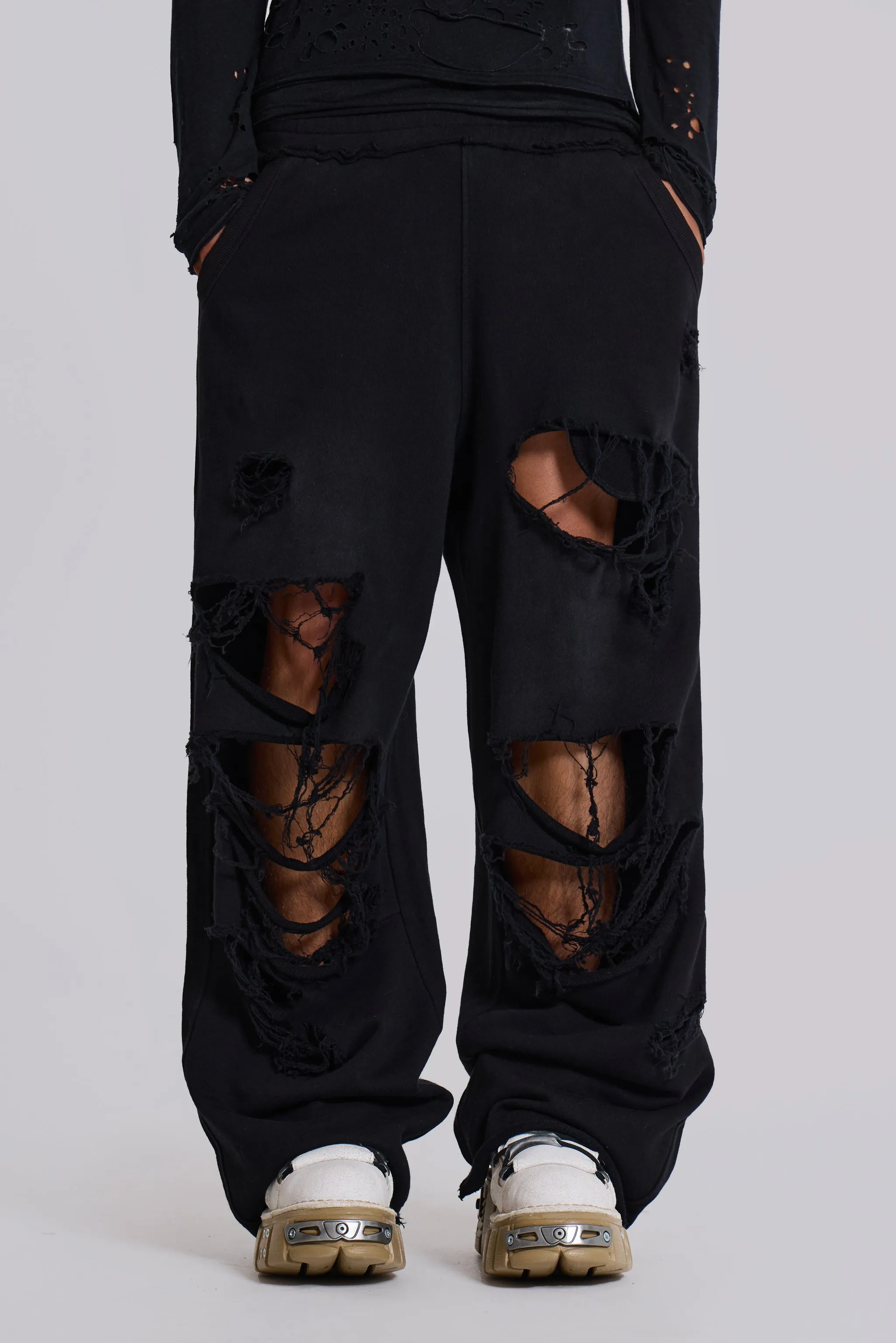 Distressed Black Baggy Monster Joggers