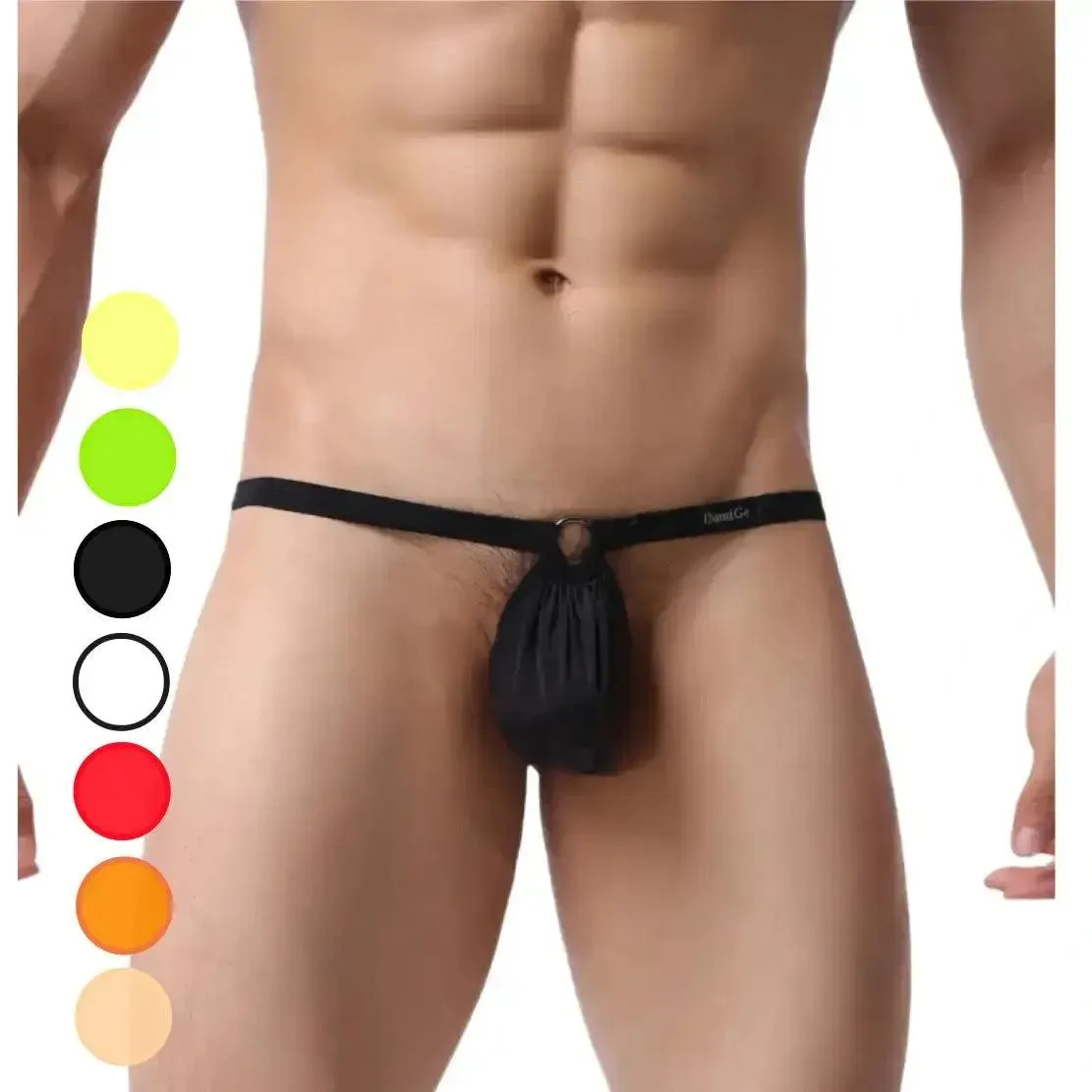 DomiGe Men's Thong Adjustable String Branded Elastic T-Back Underwear