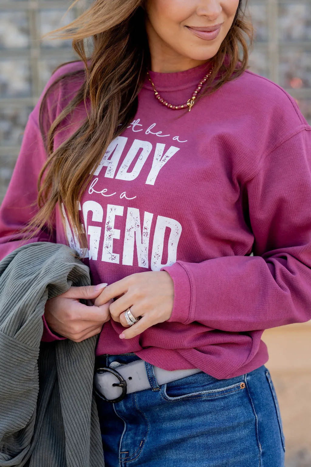 Don't Be A Lady Ribbed Graphic Crewneck