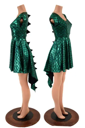 Dragon Spiked Pocket Skater Dress with Dragontail Hemline