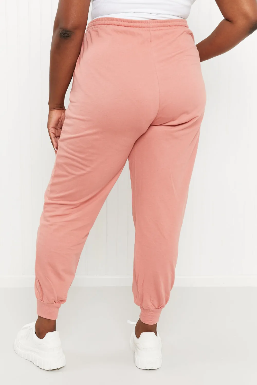 Drawstring Waist Joggers in Ash Rose