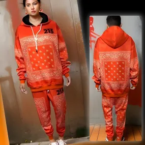 ^ECM^ ~ORANGE BANDANA~ JOGGER SWEATSUITS (FLEECY SOFT LINED)