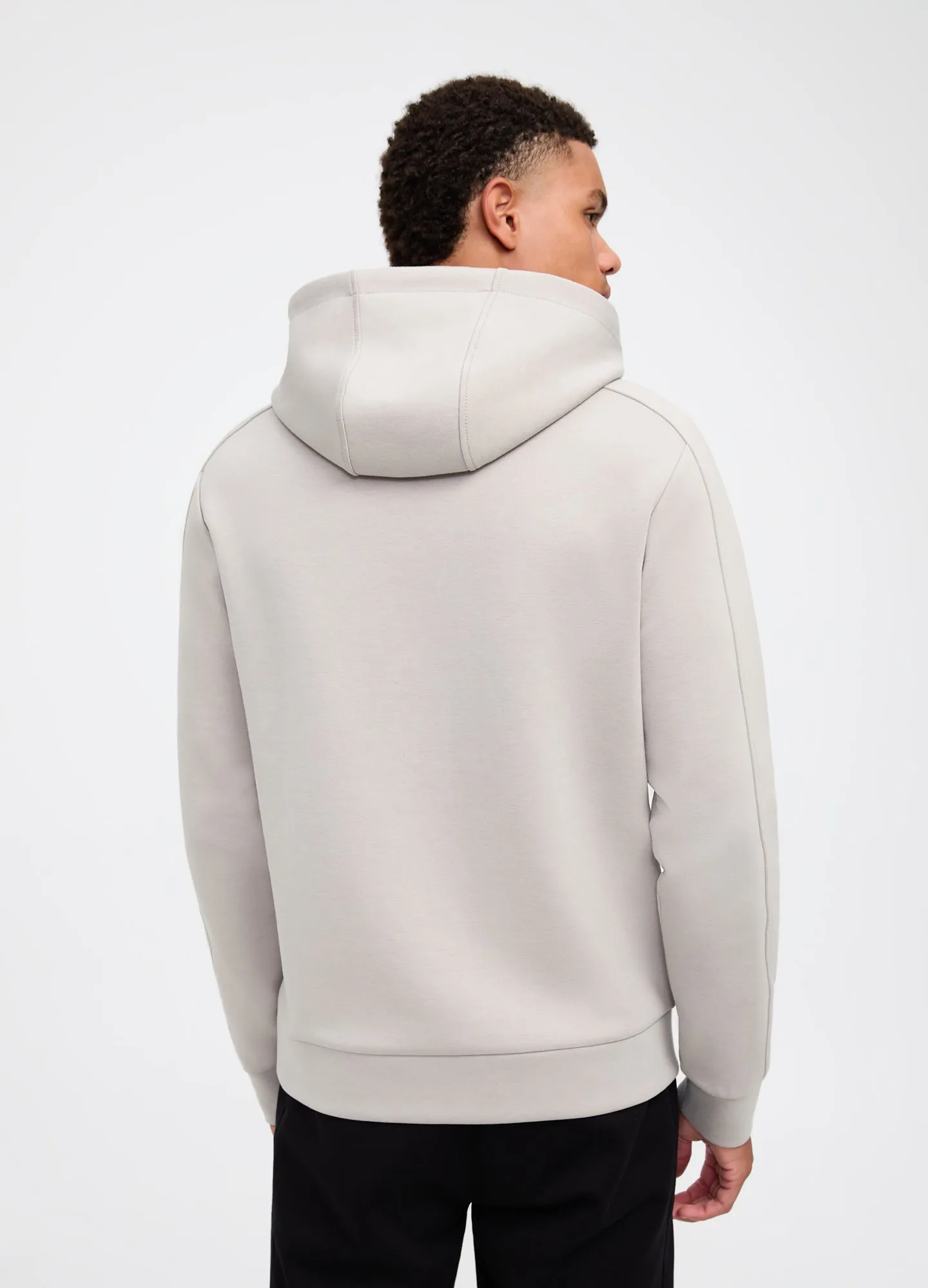 Embroidered Neoprene Hoodie Warm Grey