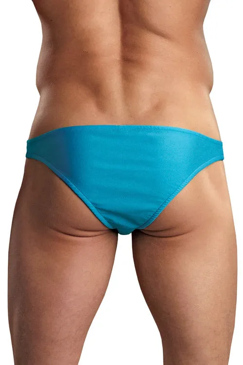 Euro Male Spandex Pouch Cheeky Bikini Brief Underwear - Turquoise