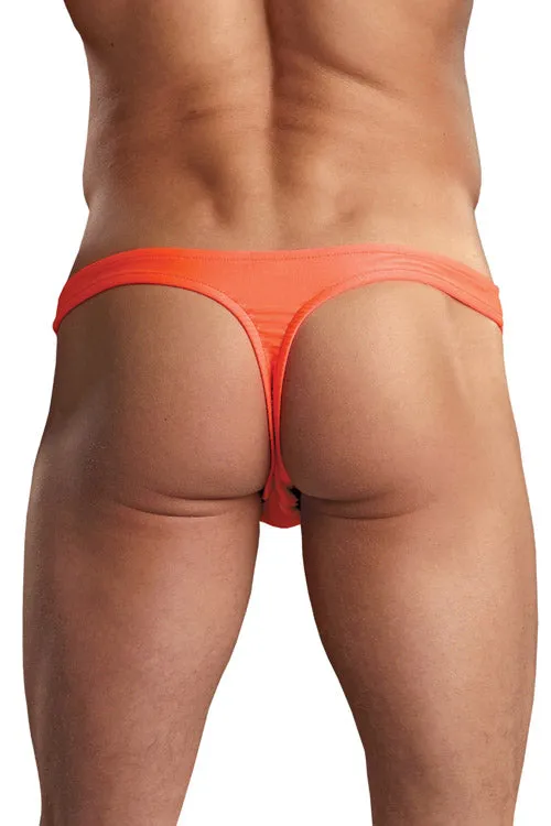 Euro Men's Spandex Pouch Thong Underwear in Vibrant Orange