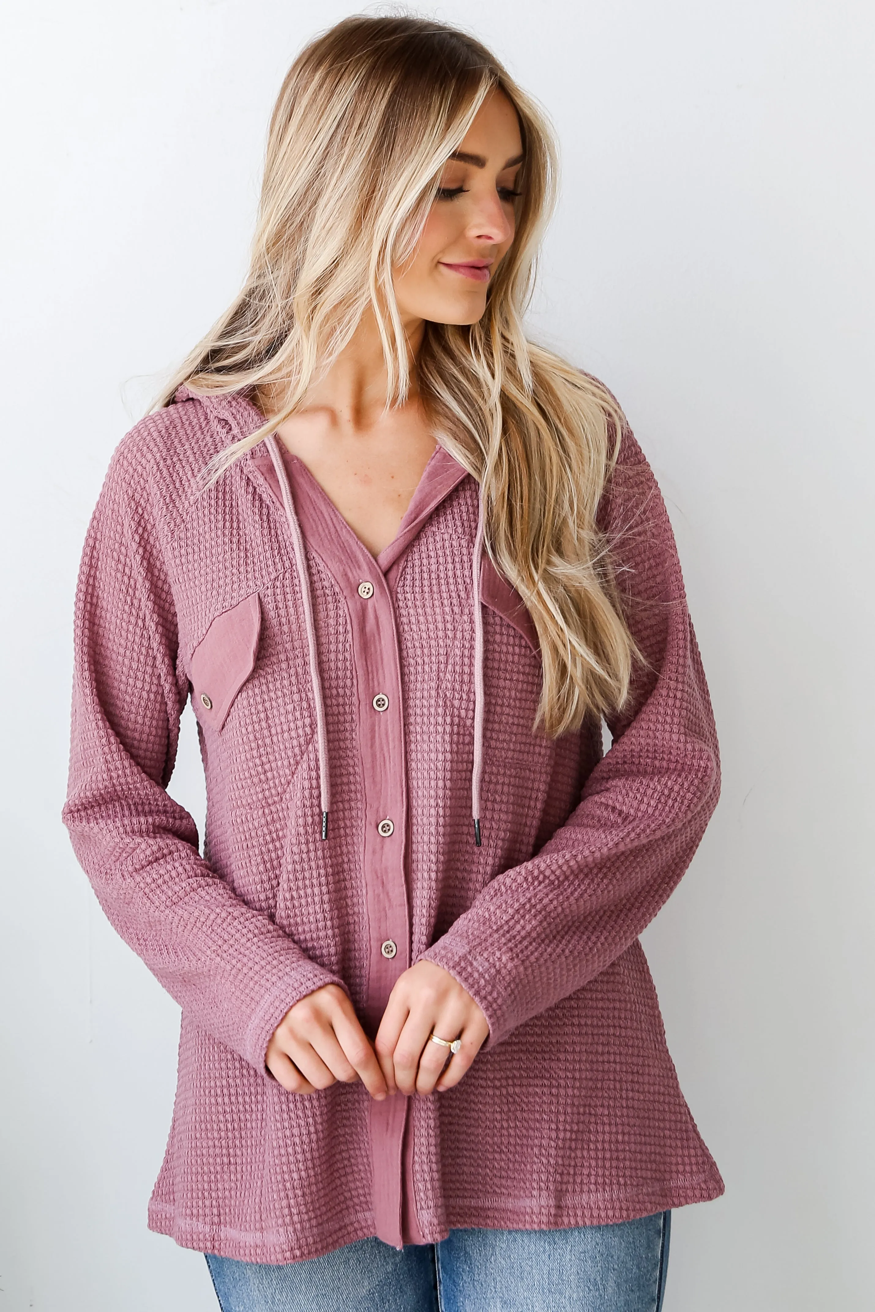 FINAL SALE - Casual Magic Mauve Waffle Knit Hoodie