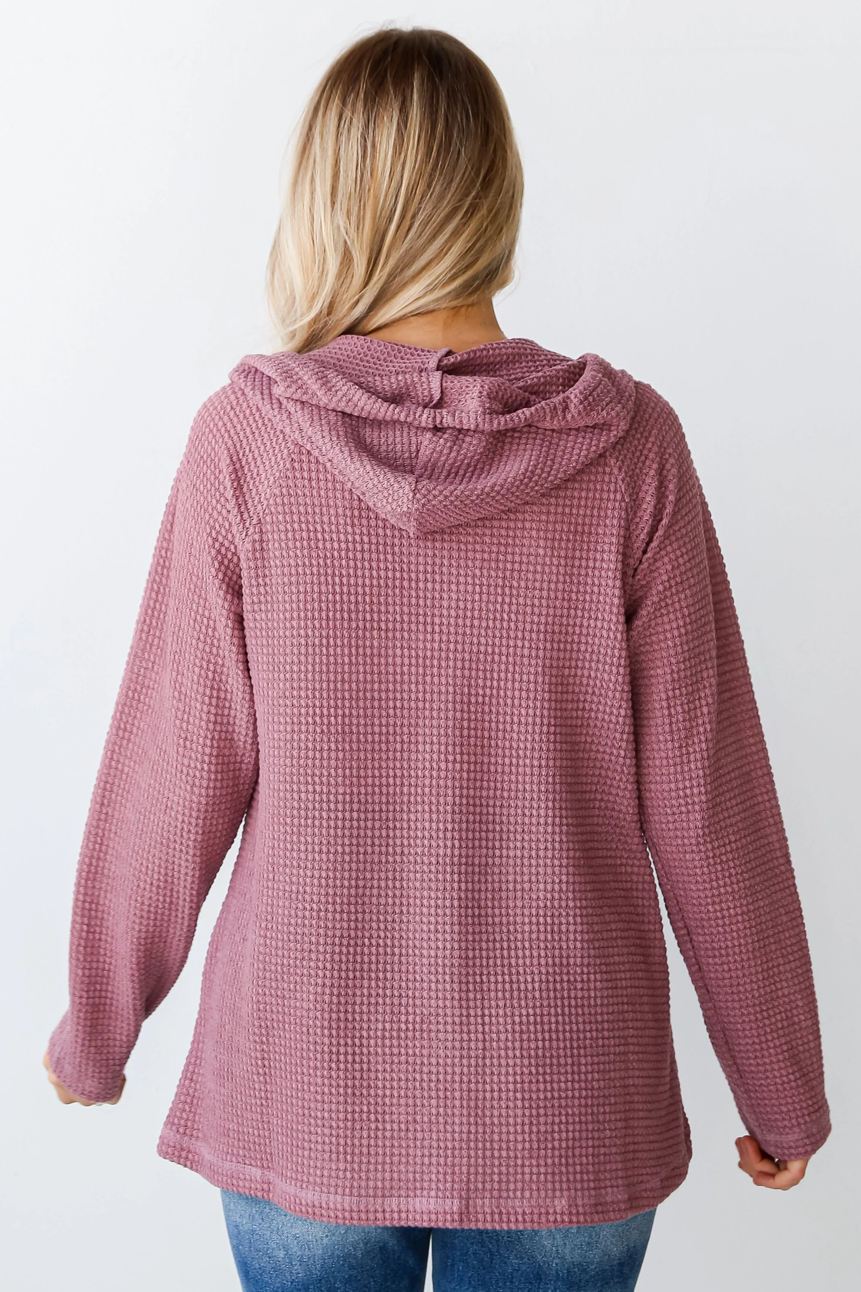 FINAL SALE - Casual Magic Mauve Waffle Knit Hoodie