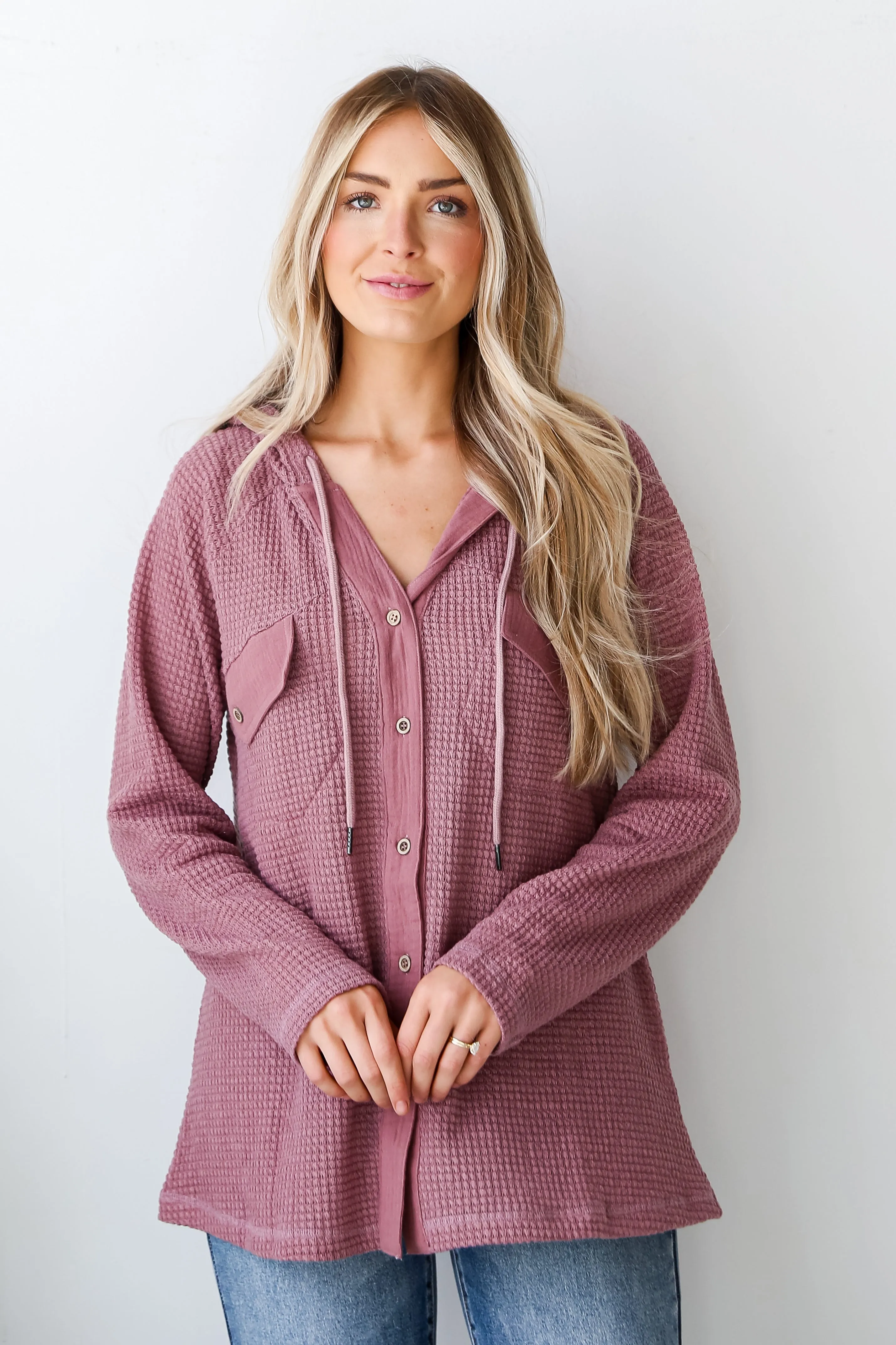 FINAL SALE - Casual Magic Mauve Waffle Knit Hoodie