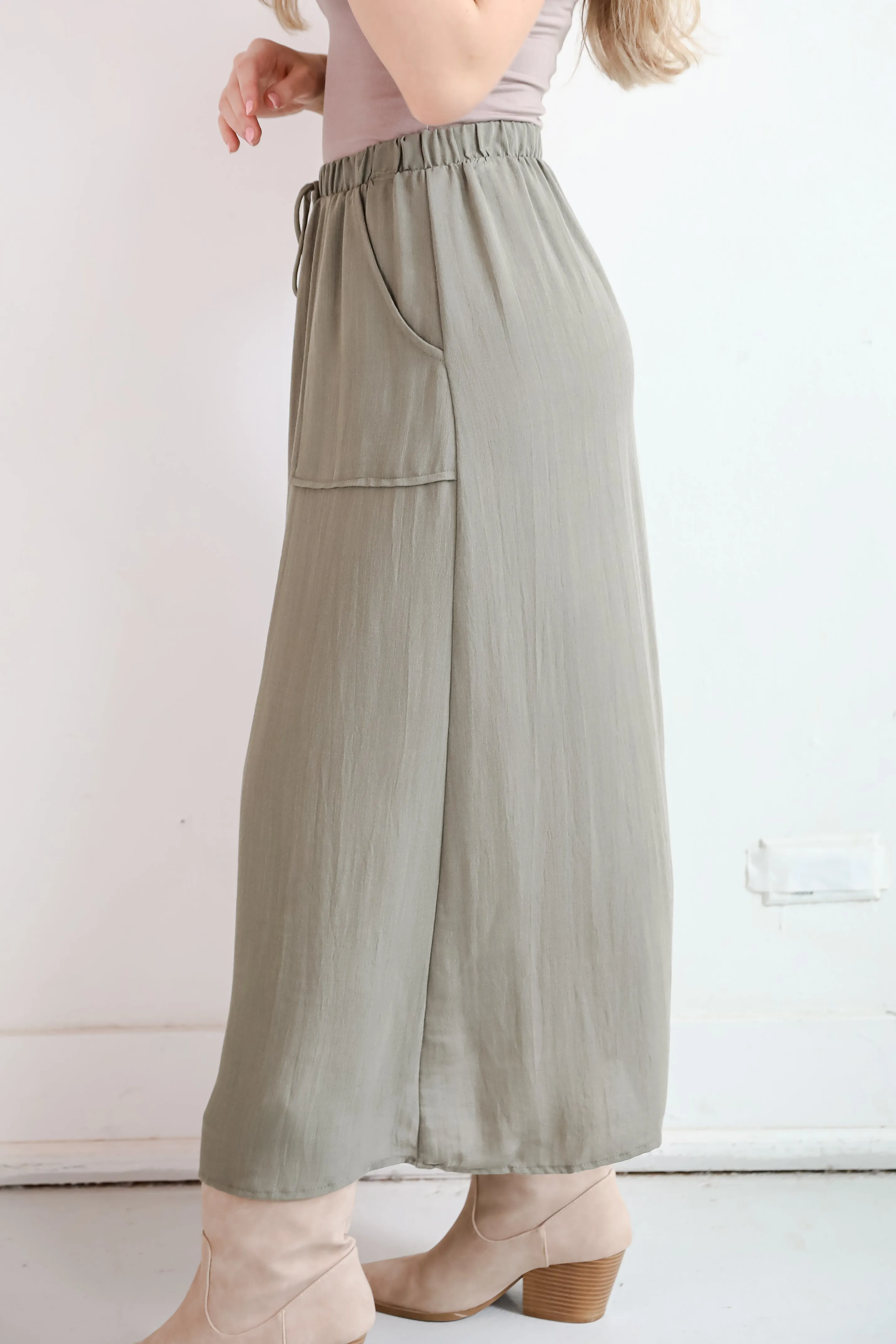 FINAL SALE - Glorious Invite Olive Maxi Skirt