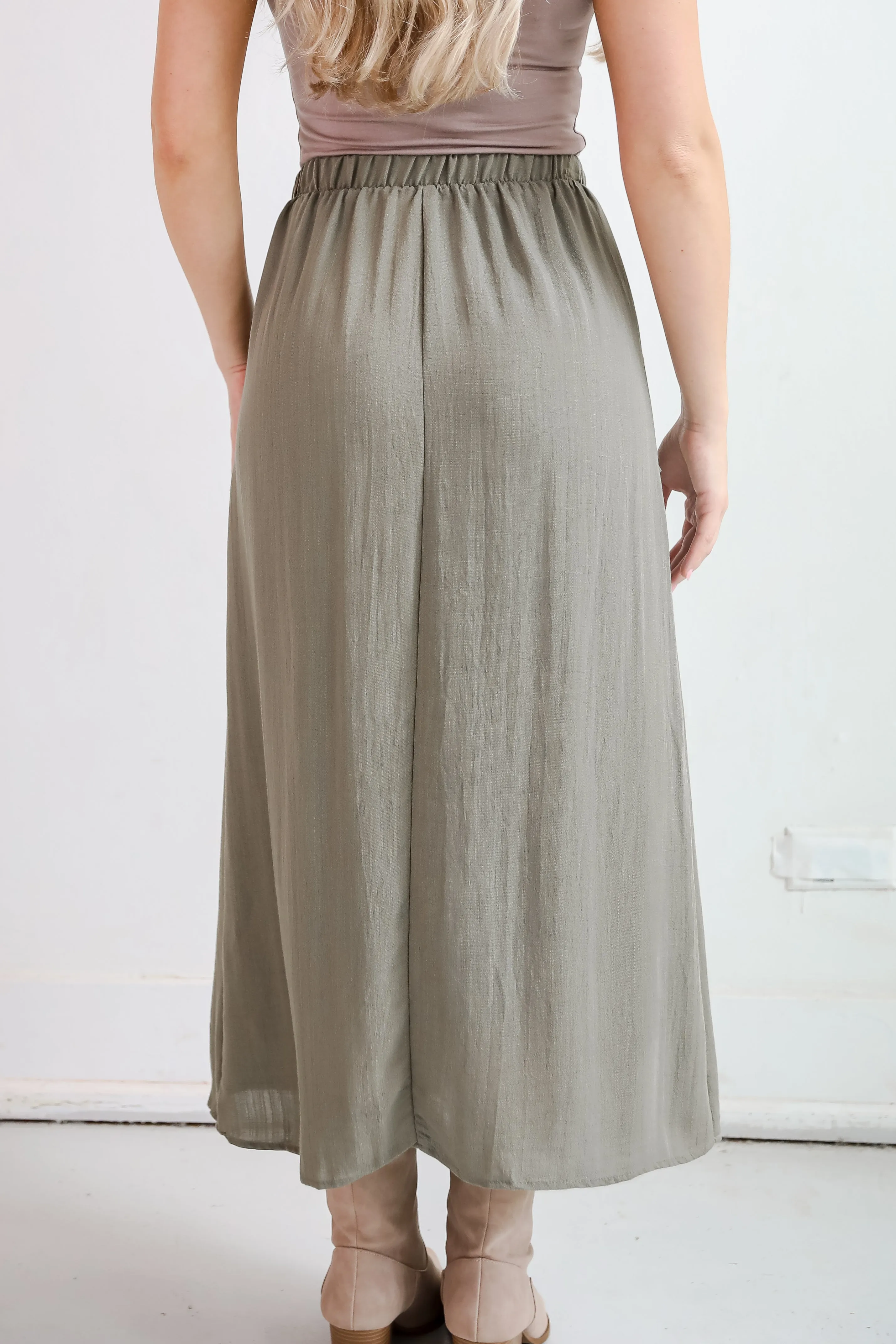 FINAL SALE - Glorious Invite Olive Maxi Skirt