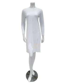 FK340 57" White Long Sleeve Seamless Shell Dress