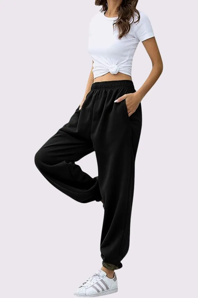 Fleece Full Length Closed Hem Jogging Bottoms