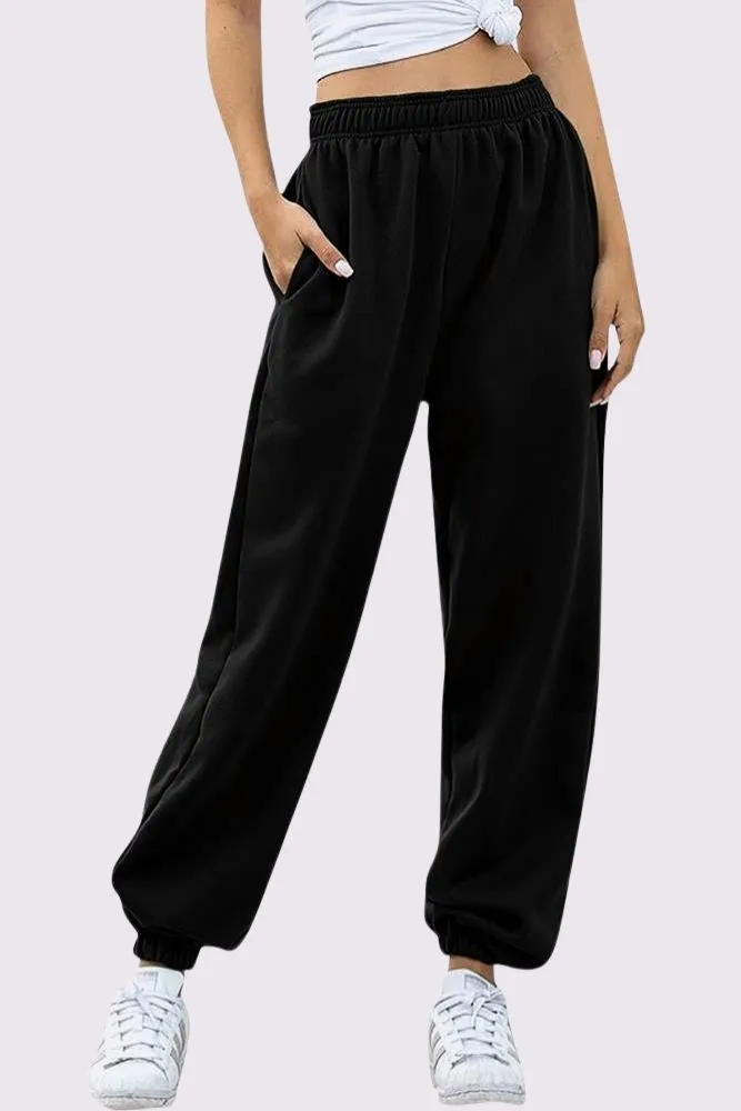 Fleece Full Length Closed Hem Jogging Bottoms