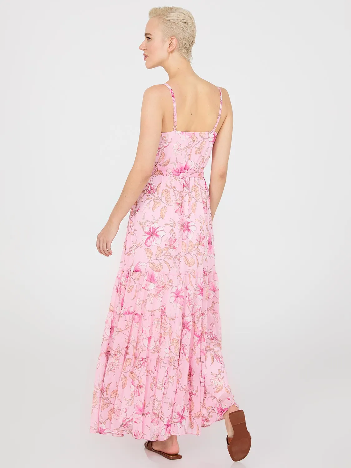 Floral Print 3-Tier Maxi Dress