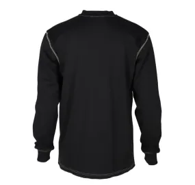 Forge Fr Men's Black Contrast Stitch Henley Neck Long Sleeve T-shirt