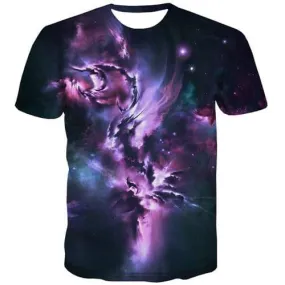 Galaxy T-shirt Men Nebula Tshirt Printed Skull T-shirts Graphic Art T-shirts 3d Gothic Tshirts Cool Short Sleeve Fashion Mens