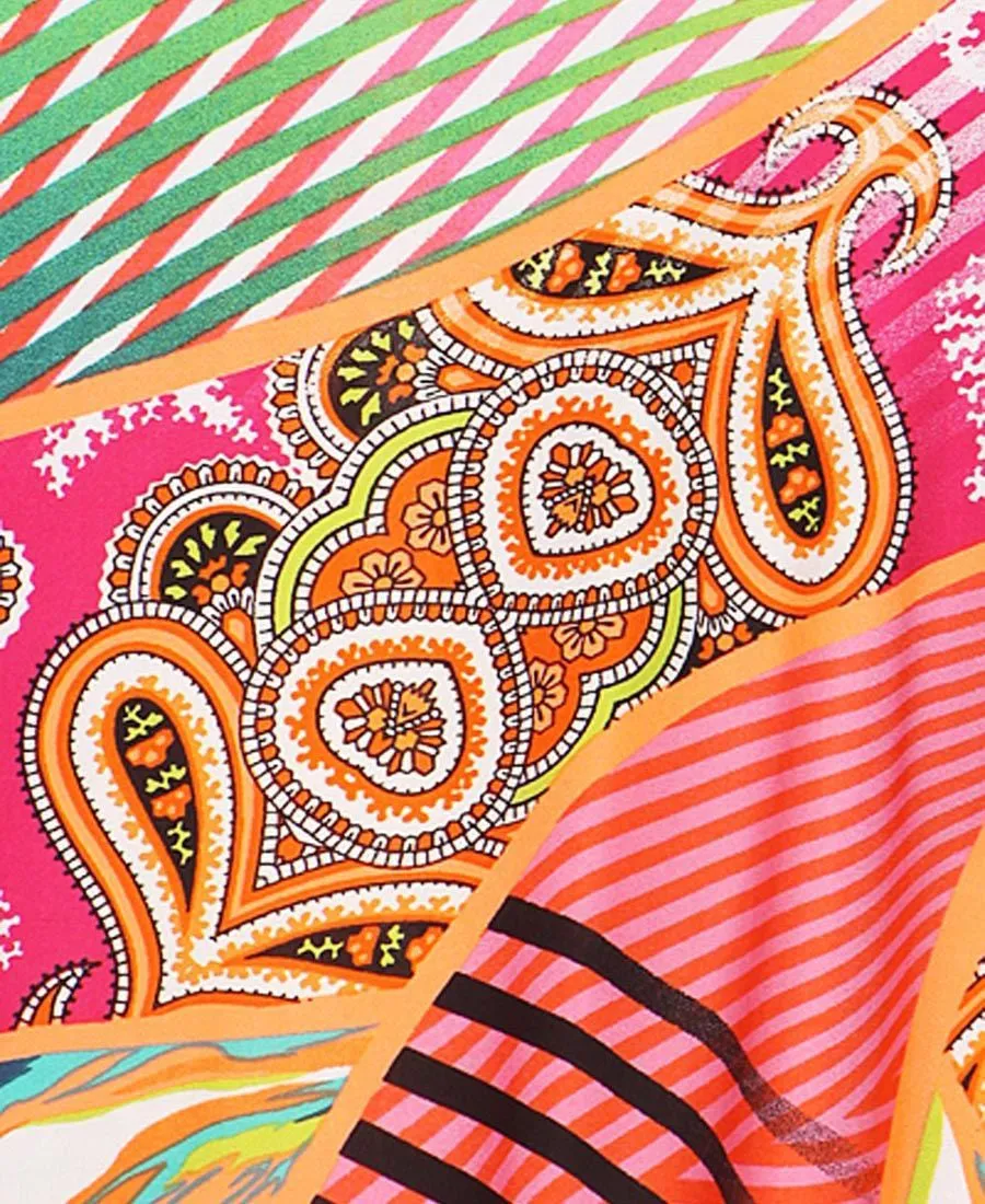 Garden Paisley and High Fans Maxi Skirt Orange