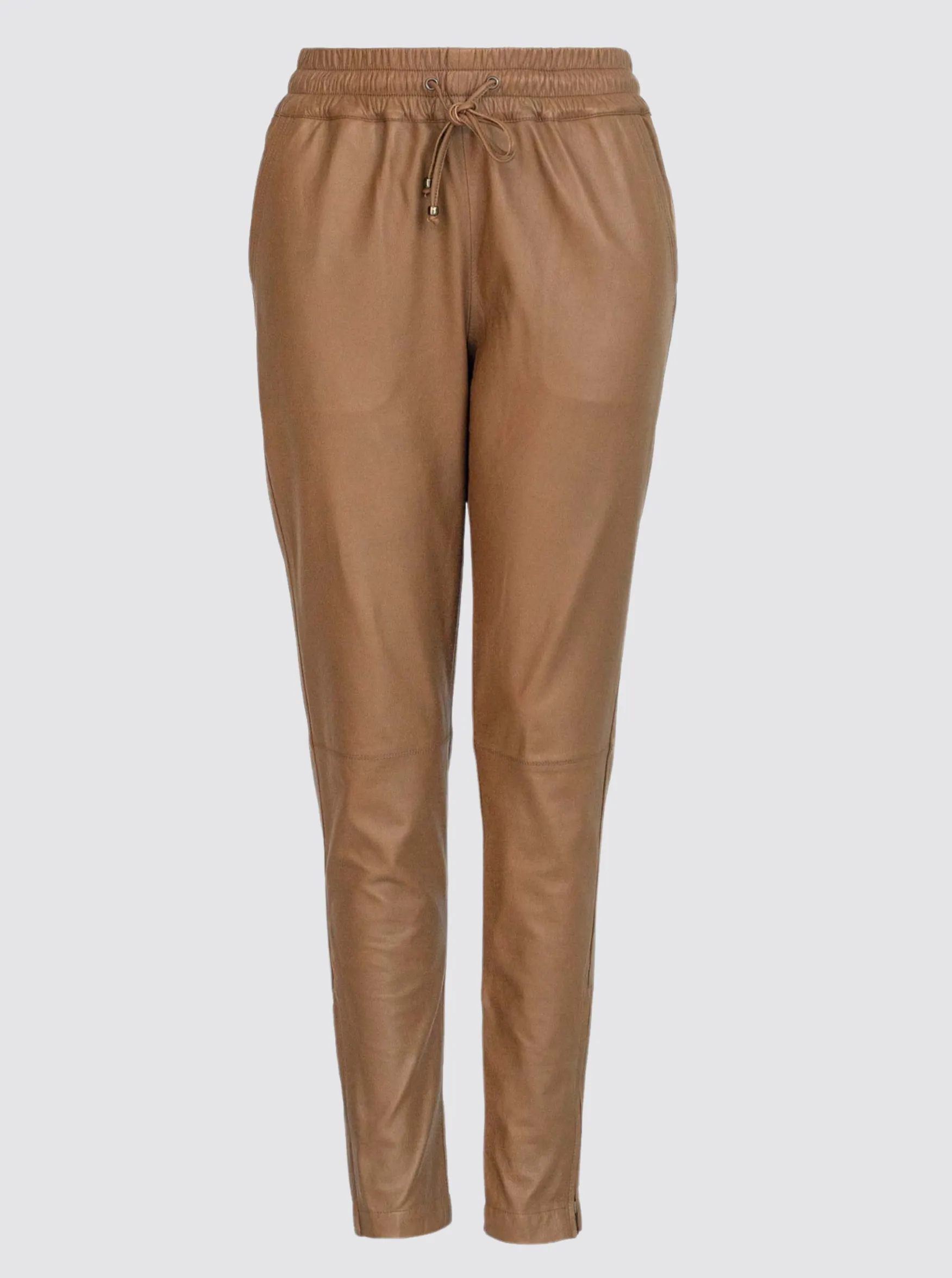 GEMMA LEATHER JOGGER - MOCHA