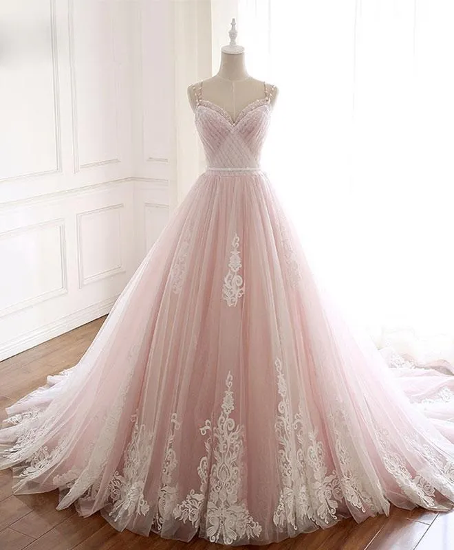 Glam Pink Tulle Sweetheart Straps Princess Formal Dress, Pink Party Dress