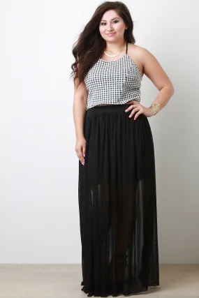 Goddess Semi-Sheer Mesh Overlay Maxi Skirt