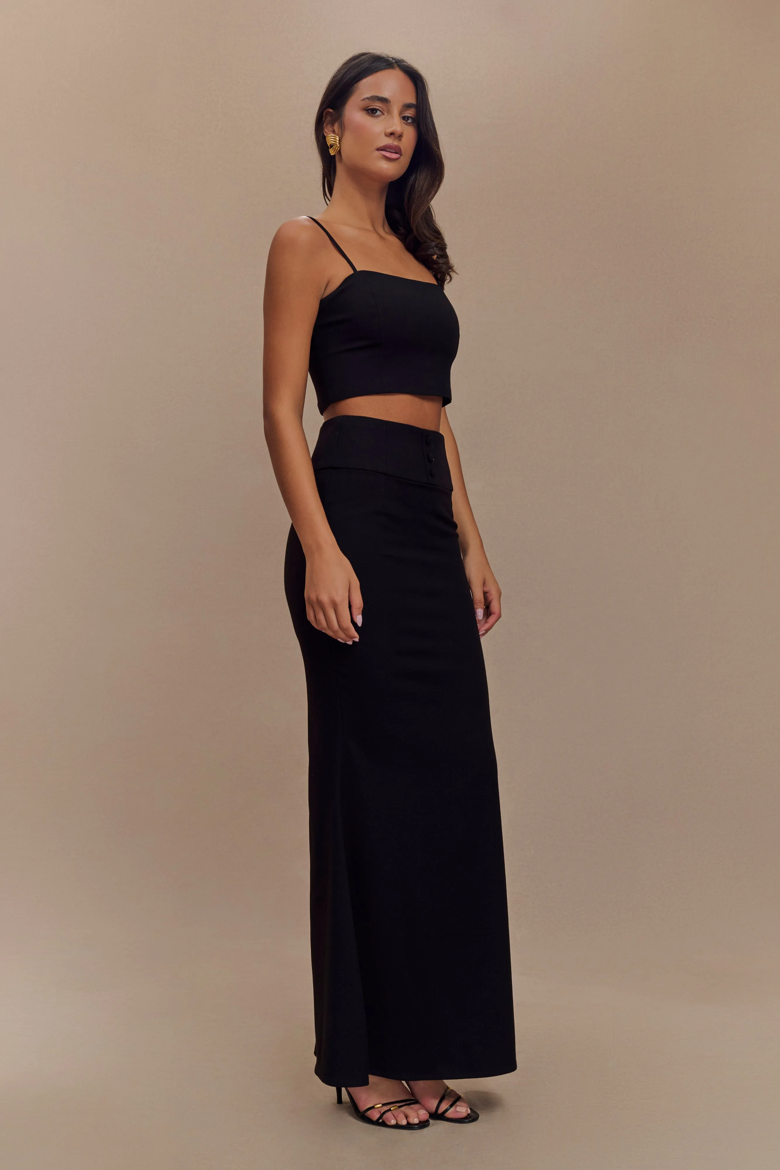 Grace Suiting Crop Top - Black