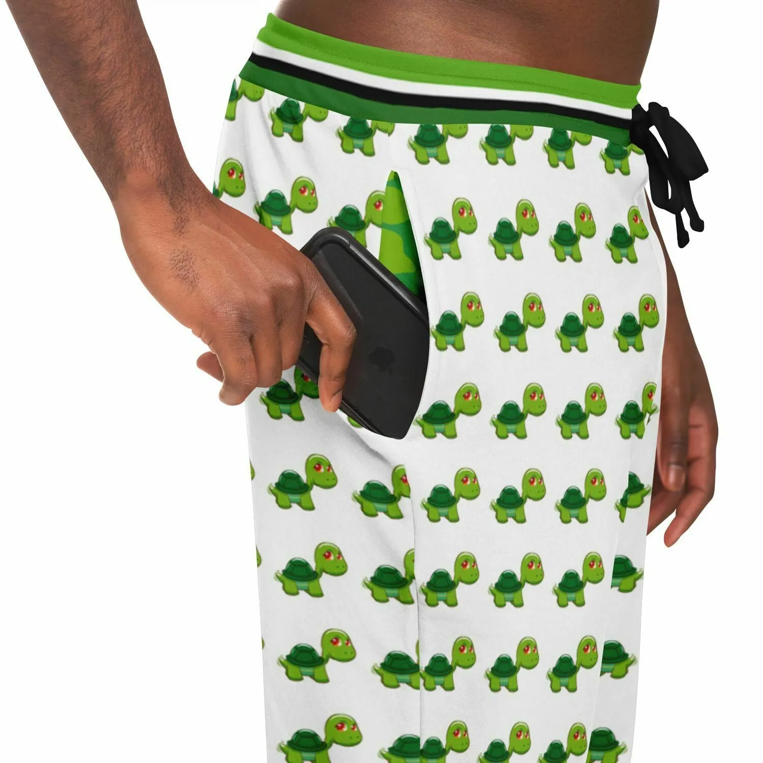 Green Acres Turtle Cluster in White Eco-Poly Unisex Joggers