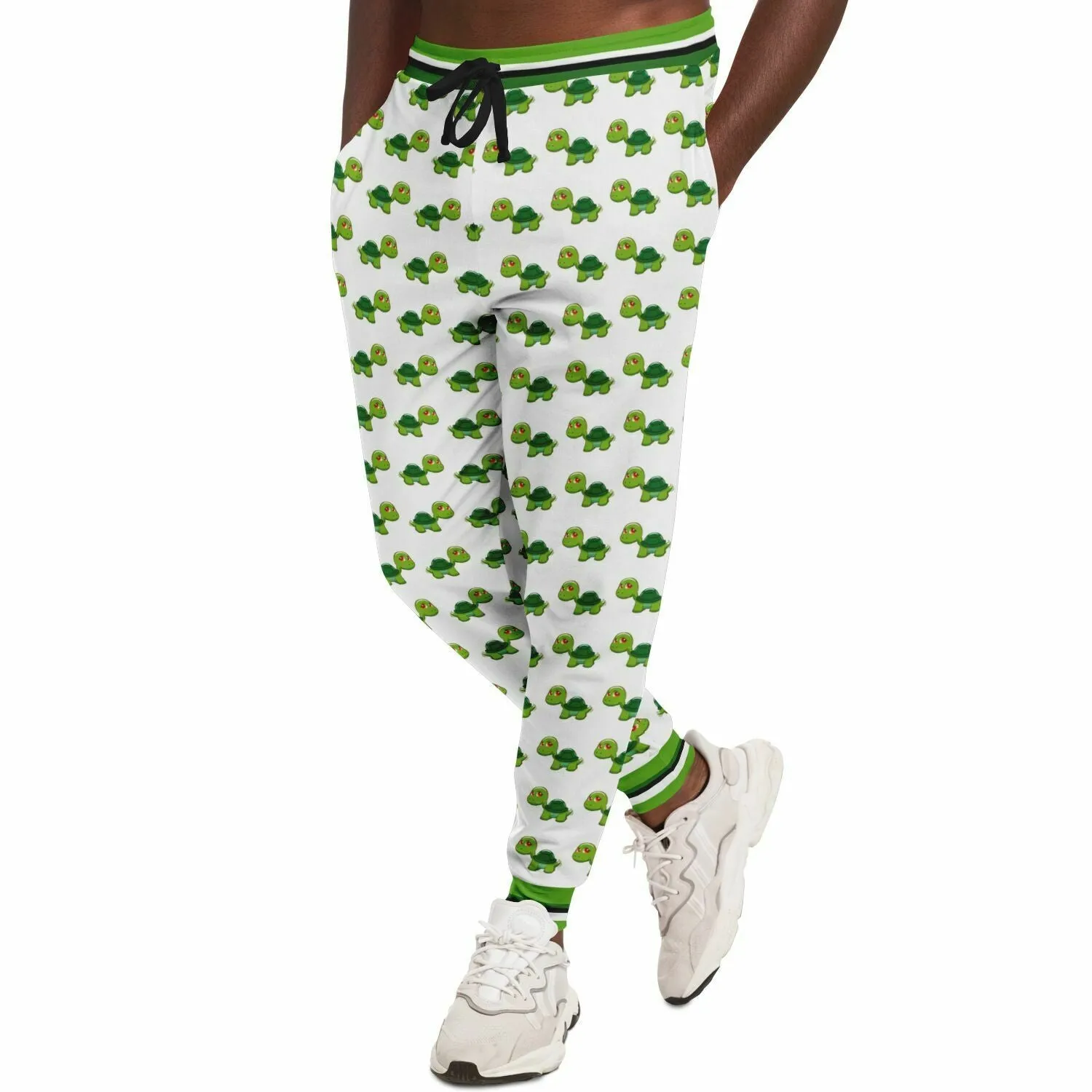 Green Acres Turtle Cluster in White Eco-Poly Unisex Joggers