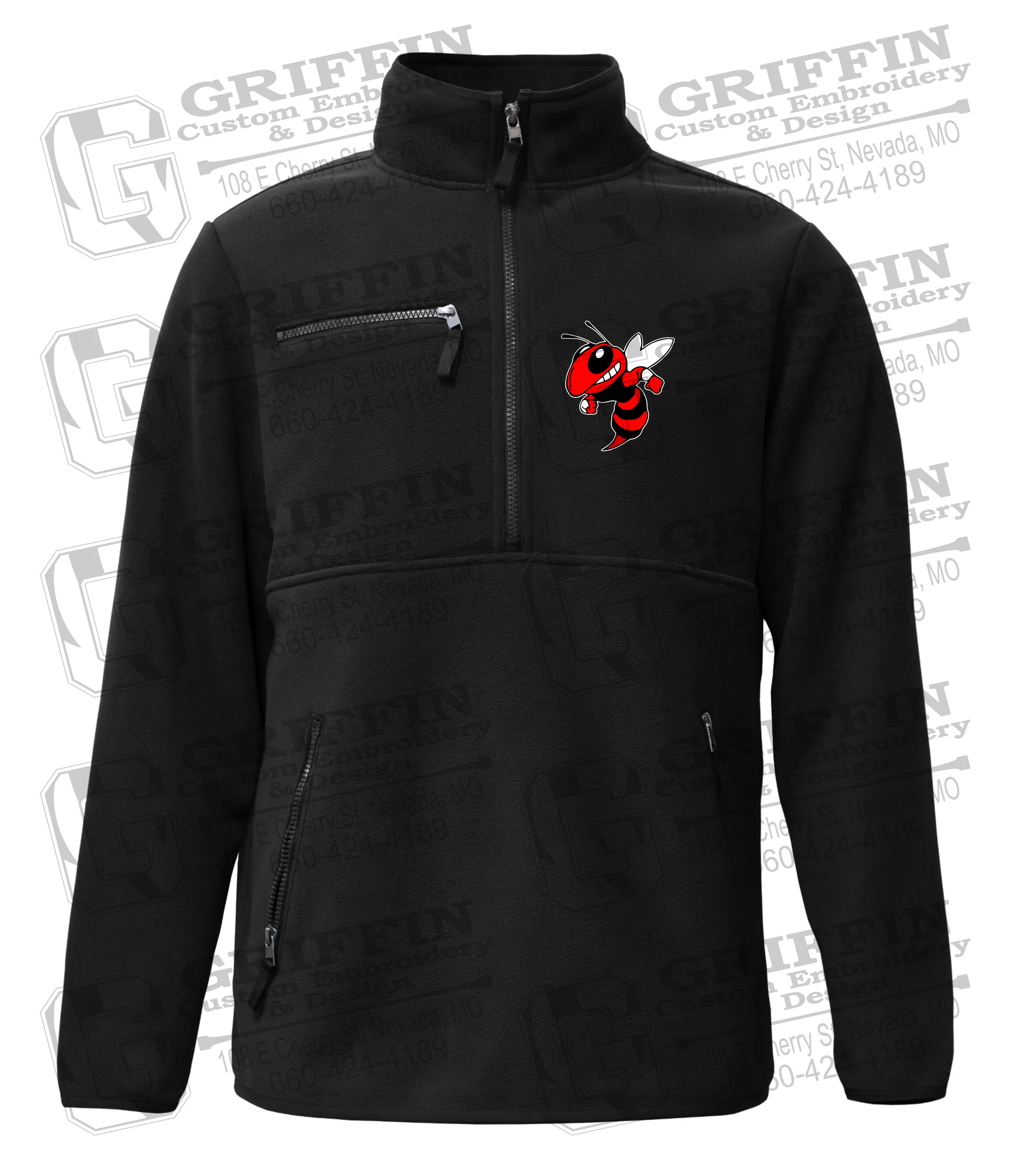 Half-Zip Fleece Pullover - Hume Hornets Logo