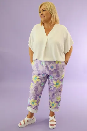 Haven Jogger in Purple Daisies