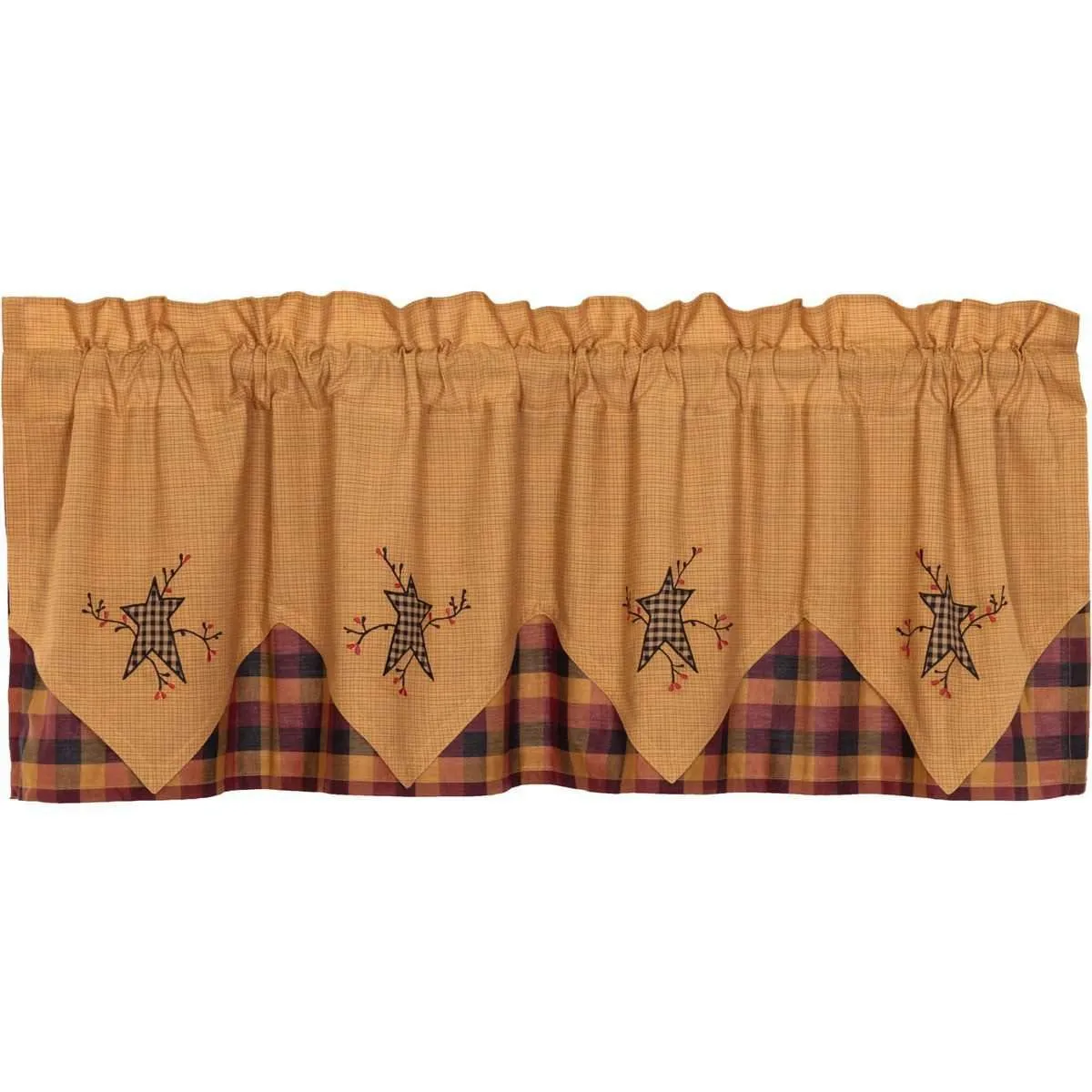 Heritage Farms Primitive Star and Pip Valance Layered Curtain 20x60 VHC Brands