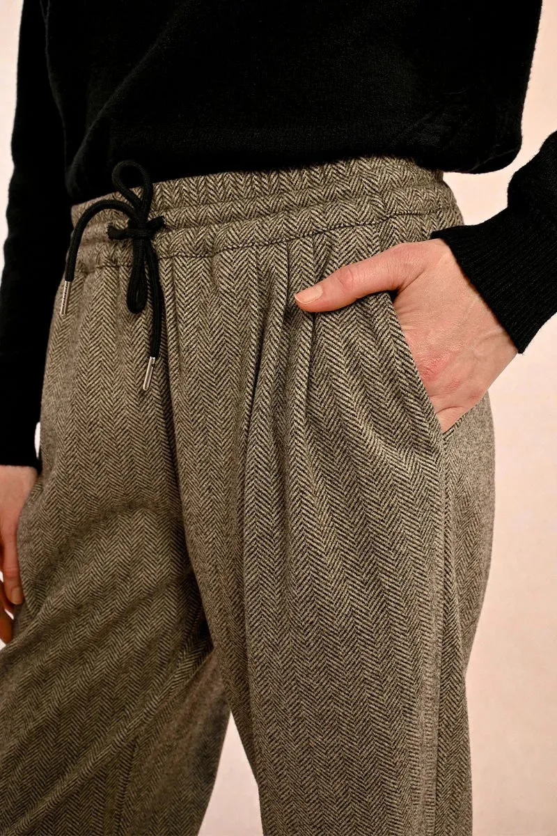 Herringbone Jogger Pants - Black