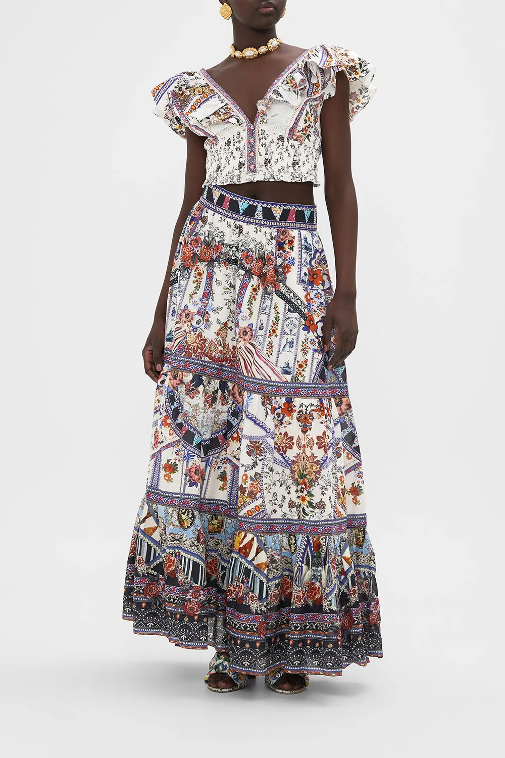 HIGH WAISTED TIERED SKIRT MY FOLK ART HEART