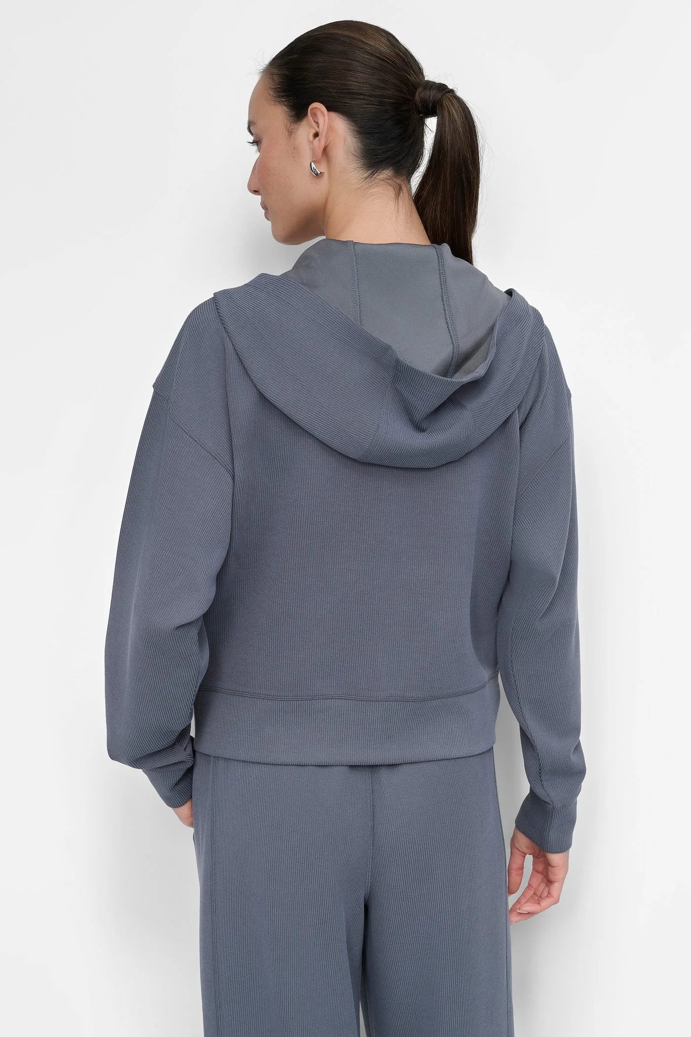 HIGHLINE RIB FULL ZIP HOODIE WITH POCKETS