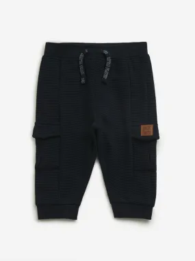 HOP Baby Navy Ribbed Mid Rise Joggers