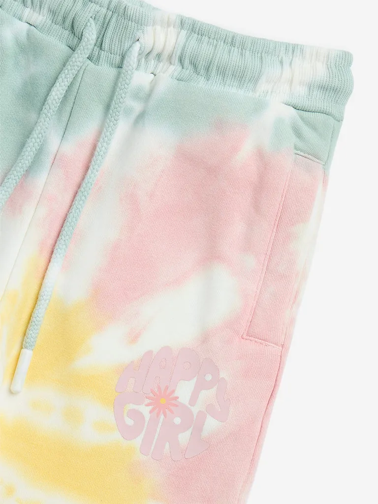 HOP Kids Multicolour Tie-Dye High-Rise Joggers