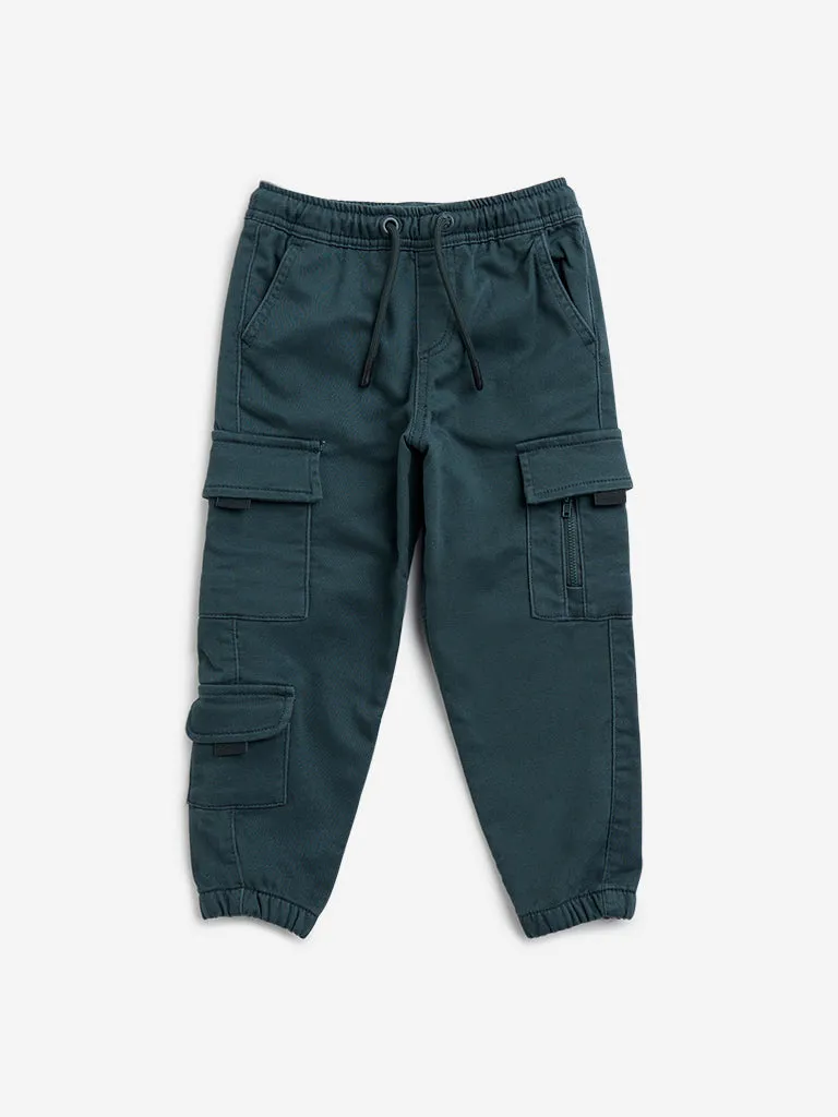 HOP Kids Olive Cargo-Style High-Rise Joggers