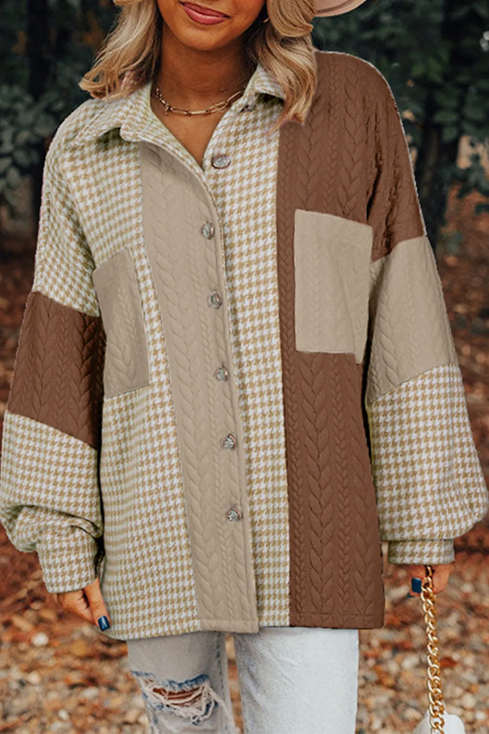 Houndstooth Color Contrast Shacket